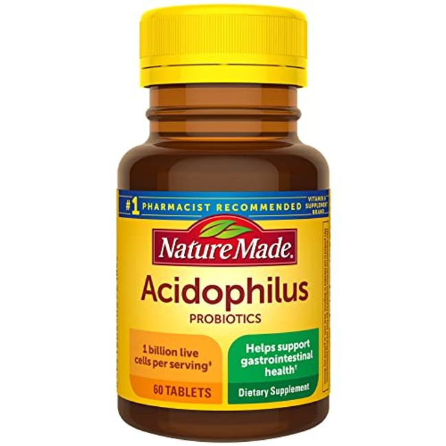 Nature Made Acidophilus Probiotics, Dietary Supplement for Digestive Health Support, 60 Tablets, 30 Day Supply