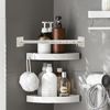 Tsnamay 2 Pcs RV Shower Corner Storage Bar Base Angle and Adjustable Rod Length Bottom