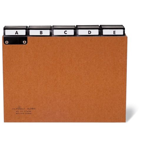 Durable Index Divider A-Z A5 | Made of PressBoard | Chrome Plated Plastic Covered Tabs | Includes Removable Inserts and Protective Overlay