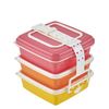 T-WORLD 4073 Stackable Picnic Case, Square Shape, 3 Tiers, Pink, S, Colors