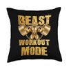 Gorilla Beast Workout Mode Gold Lifting Weights Gym - Gift Throw Pillow