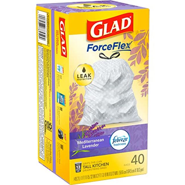 Glad ForceFlex Tall Kitchen Drawstring Bags, 40 count