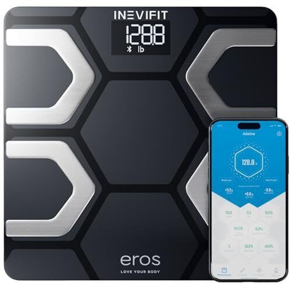 EROS Bluetooth Body Fat Scale Smart BMI Highly Accurate Digital Bathroom Black