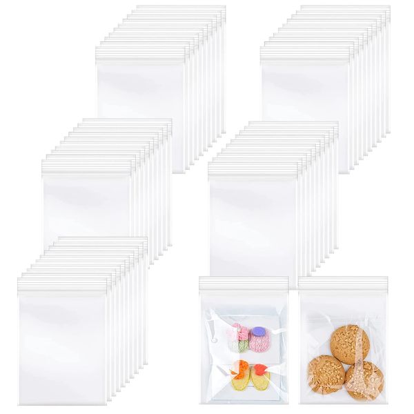 Small Zip Bag Small Plastic Seal Bags, 50 Pcs Clear Small Jewellery Bags Small Ziplock Bags Storage Pouches Resealable Poly Zip Lock Bags for Kitchen Storage, Jewellery, Small Cookies and Sweets