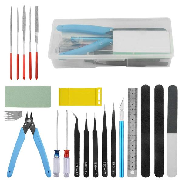 BGTXINGI 25Pcs Model Basic Tools Craft Set Gundam Model Tools Kit with Plastic Box Model Assemble Car Hobby Model Building Repairing and Fixing DIY Craft Kit