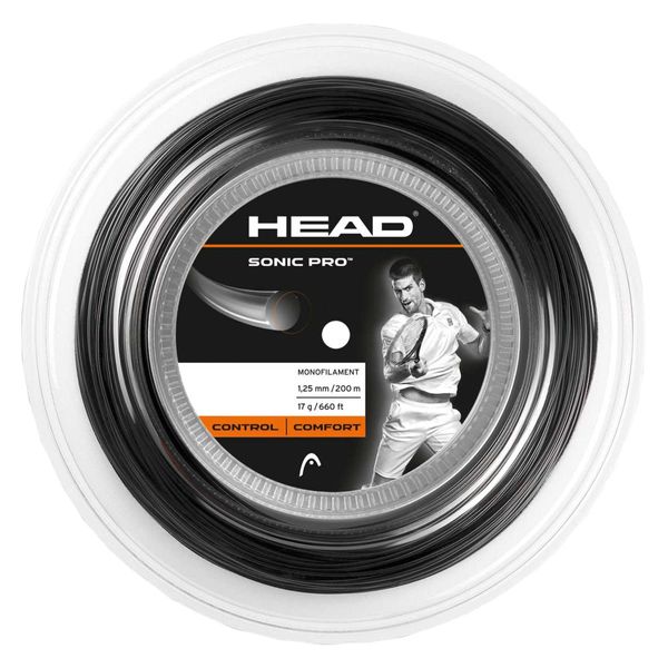 HEAD Sonic Pro Tennis Racket String 660' Reel - 17 Gauge Monofilament Racquet String, Black