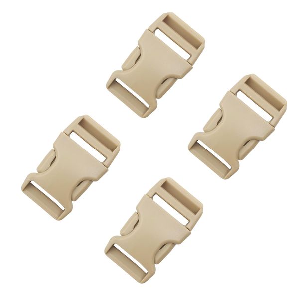 JEESHAN 4PCS Khaki 25mm Plastic Buckle Quick Side Release Buckles Clips for 1 Inch of Webbing Straps Pet Collar Rucksack Backpack Luggage Bag Accessories Clips Parts Belt Replacement Buckle