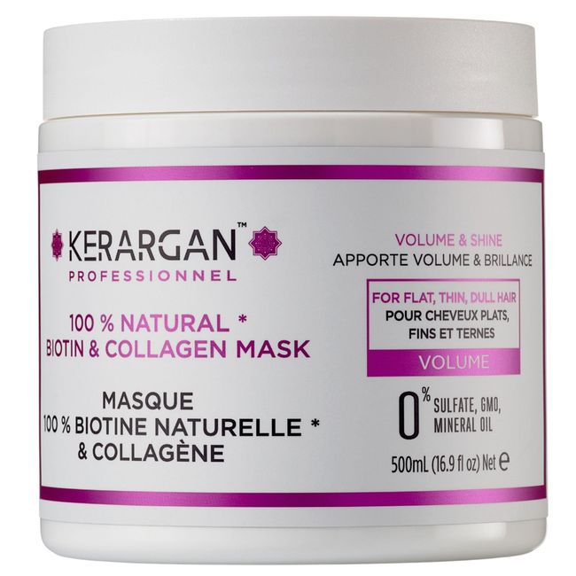 Kerargan - Volumisierende Haarmaske mit Biotin & Kollagen - Für Plattes, Feines, Mattes Haar - Intensiviertes Volumen und Glanz - Ohne Sulfate, GMO, Mineralöl - 500ml