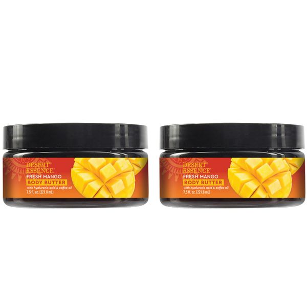 Desert Essence, Fresh Mango Body Butter 7.5oz, Hyaluronic Acid & Coffee Oil, Deeply Moisturizing and Nourishing, Antioxidant Rich, Moisture Rich Botanicals Mango Seed Butter, Shea Butter & Aloe