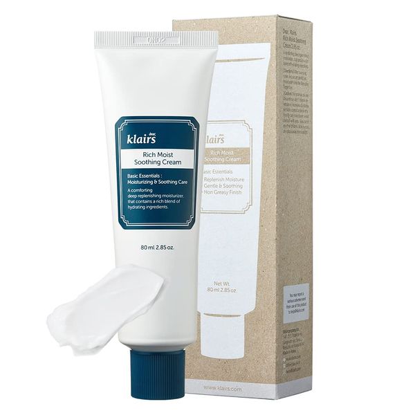 DearKlairs Rich Moist Soothing Cream 80ml, Hypoallergenic, Centella Asiatica, Ceremide, Moisturizer, full hydration, Protective layer with Beta Glucan, Non-sticky texture, K-beauty