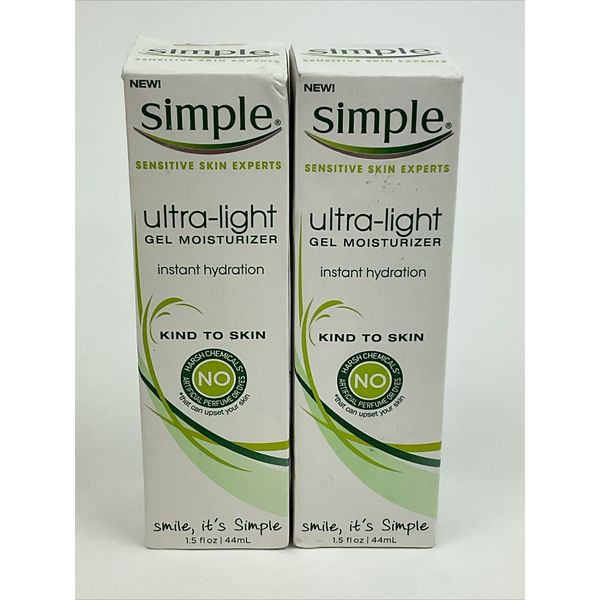 2 Simple Ultra Light Gel Moisturizer Instant Hydration 1.5 Fl Oz Each