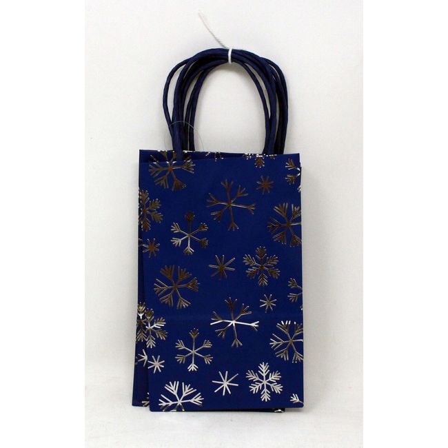 Spritz Blue W/Silver Snowflakes Small Gift Bags 4 Count