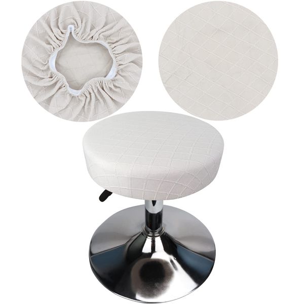 HuaLiSiJi Stool Covers Round 30-40cm/12-15.7" Round Bar Stool Covers, Luxurious Fabric Round Stretchable Wrinkle Resistant Washable Dustproof Stool Cover (1Pcs,White)