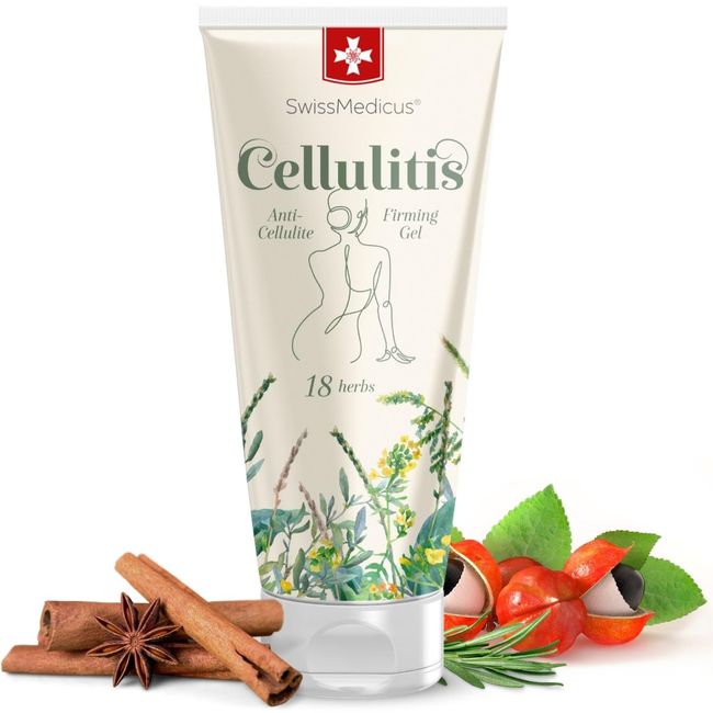 SwissMedicus Cellulitis Natürliche Bauch Anti-Cellulite Körpercreme mit Rosmarin - Guarana - Beruhigende Lotion Perfekte Massagebehandlung hilft beim Abnehmen - Stimuliert das Lymphsystem - 200 ml