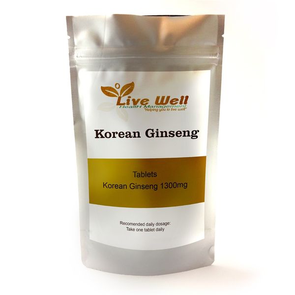 Korean Ginseng Extract 1300mg Tablets Live Well UK-Made -Vitality Boost 300 Pack