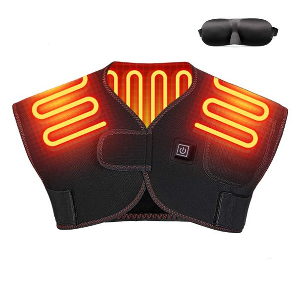 Electric Shoulder Pad, 70°C, 63°C, 56°C, Electric Heated Heater, Heating Pad, Shoulder Supporter, Shoulder Warmer, For Travel, Home & Office, Cold Shoulders, Washable, Unisex, 5 Types, Black