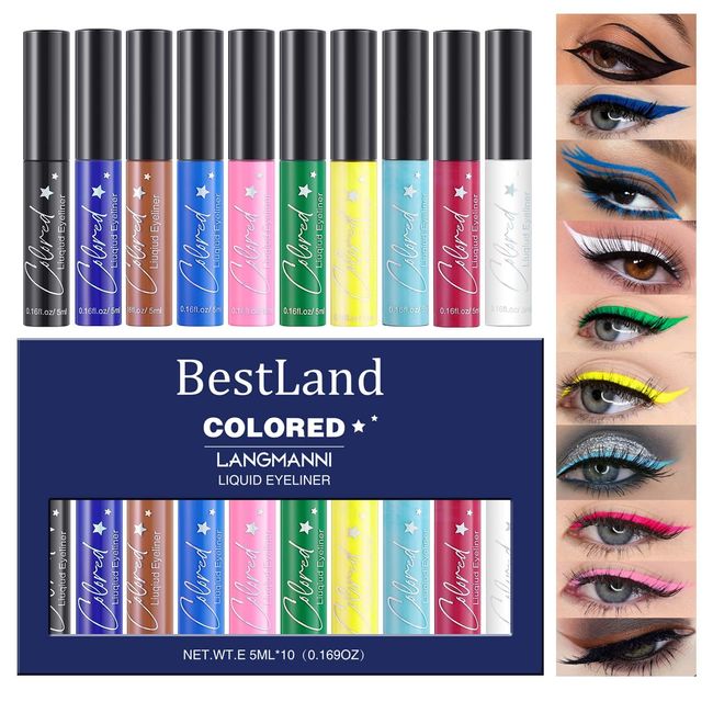 10 Farben Matte Liquid Eyeliner Set Neon Bunte Eyeliner Wischfest Wasserdicht Langlebig Schnell Trocknend Augen Make-up Set Geschenk Für Frauen (Matte Eyeliner)