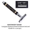 Parker Safety Razor, 65R Super Heavyweight Gray and Gold Double Edge Safety Razor & 5 Parker Blade Refills