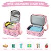 Kasgo Lunch Bag for Girls, Insulated Toddler Lunch Box Bag Dual Compartments Kids Cooler Bag with Detachable Adjustable Shoulder Strap for School Picnic, Pink Cat