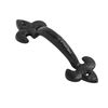 Decorative Cast Iron Door Pull Handle, Fleur-de-LYS Design, 178 mm, Black
