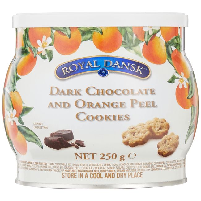 Royal Dansk Dark Chocolate & Orange Peel Cookies, 8.8 oz (250 g)