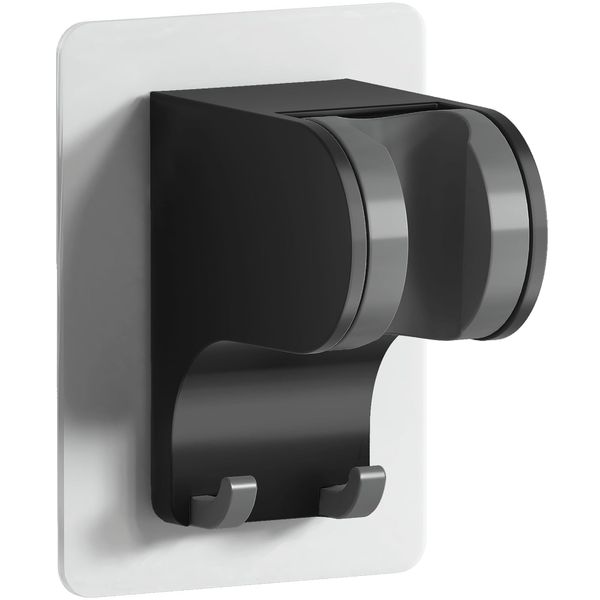 HANLIAN Duschstange ohne Bohren, Nagelfreier Duschhalterung mit Verstellbarem Winkel, Universal-duschkopfhalterung ohne Bohren, Wand-brausehalterung für Das Bad (Schwarz, 1 Stück)