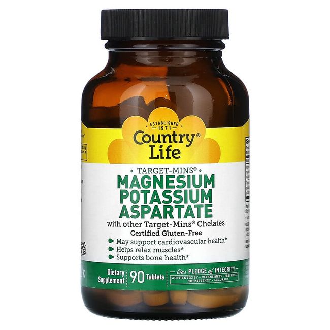 Country Life Target - Mince Magnesium Potassium Aspartate 90 Tablets, 90 Tablets