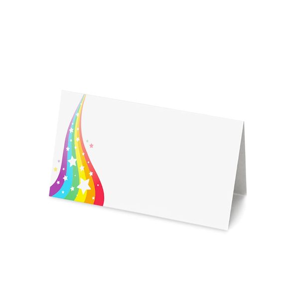 50 Rainbow Name Place Cards (Pack of 50) 8cm by 4cm Table Cards Name Place Cards for Parties Weddings Party Decoration