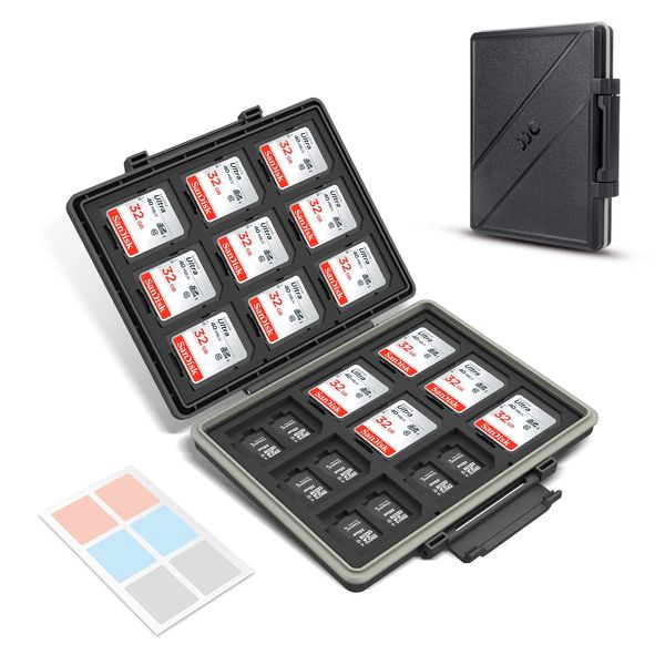 [High Capacity] 54 Slots Memory Card Case for 36 Micro SD and 18 SD Cards with Labels,Water-Resistant Anti-Shock Anti-Dust,Micro SD/SDHC/SDXC TF Card and SD/SDHC/SDXC Holder Organizer Storage