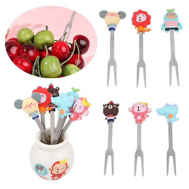 10/50Pcs Mini Cartoon Animal Food Picks for Kids Cute Food Fruit Fork  Reusable