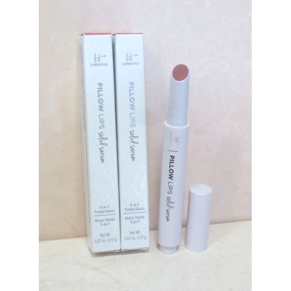 (2) IT COSMETICS PILLOW LIPS SOLID SERUM 5-IN-1 TINTED GLOSS - WISTFUL - 0.07 OZ