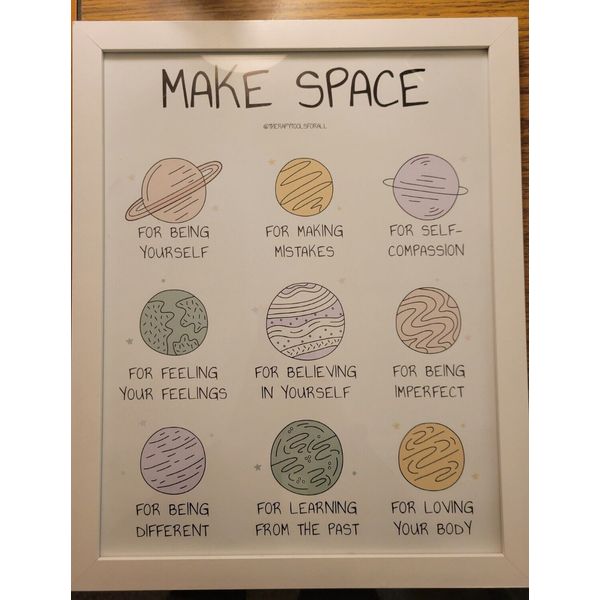 Make Space Emotions Mental Health Wall Art For Teachers Therapists Framed