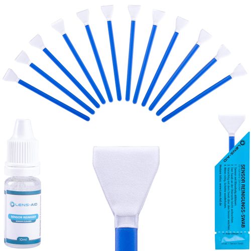 Lens-Aid Sensor Cleaning Set with Swabs and Liquid Cleaner for Cleaning APS-C Camera Sensors: 12x Microfibre Swabs 16 mm Individually Packed Including Liquid