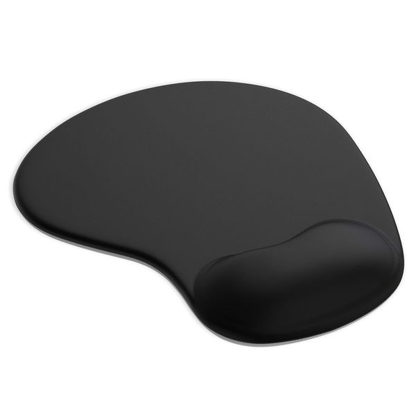 Mouse Mat BLACK ANTI-SLIP COMFORT MOUSE PAD MAT WITH GEL FOAM REST WRIST SUPPORT FOR PC LAPTOP - Compatible with Laser and Optical Mice - Black