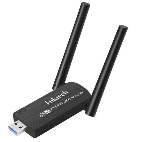 WiFi 6E USB 3.0 WiFi Adapter for PC Desktop, AX5400M 802.11AX, Tri-Band 6GHz/5GHz/2.4GHz, Dual 5dBi Antennas, Wireless USB WiFi Dongle Network Adapter for Computer Laptop, Only Support Windows 11/10