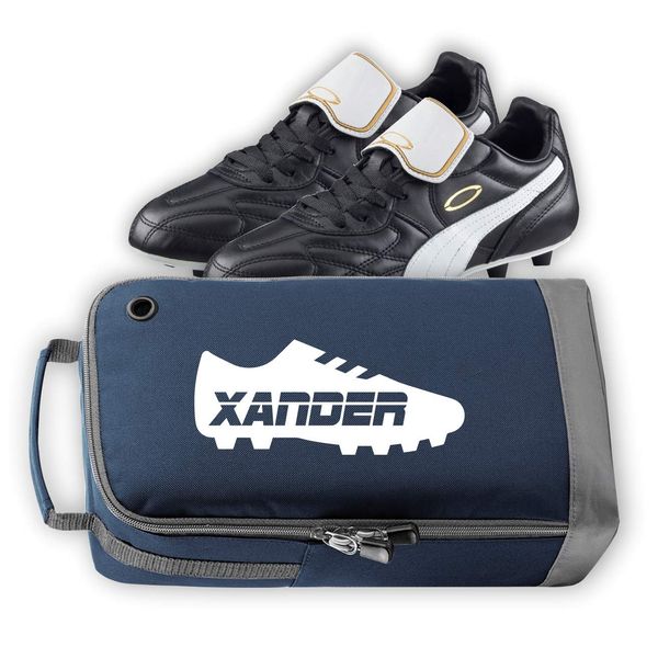 Nametape Express Boot/Shoe/Sports bag personalised with name and Football/Rugby Boot design, great choice of colours (Navy Blue)