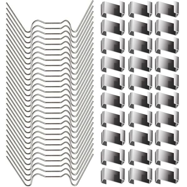 60 Pcs Greenhouse Clips for Glass - Stainless Steel Greenhouse Window Clips Glass Pane Fixings Clips - 30 Pcs Greenhouse Glazing W Wire Clips, 30 Pcs Greenhouse Glazing Z Wire Clips