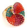 Zest Tricoloured Swarovski Crystal Statement Ring Size Medium UK N US 7