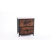 Rust Brown 2Pcs Nightstand End Table  Bedroom 2 Fabric Drawers Beside Table