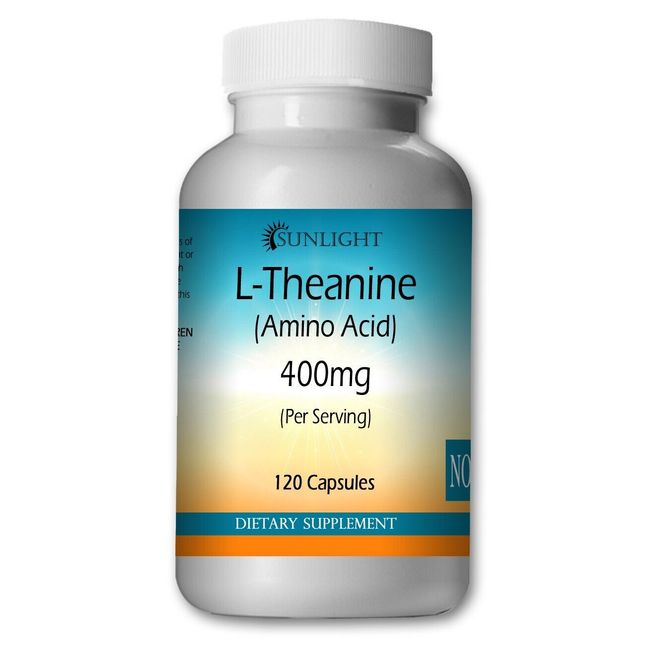 L-Theanine 400mg Serving - 120 Capsules - Triple Strength - By Sunlight