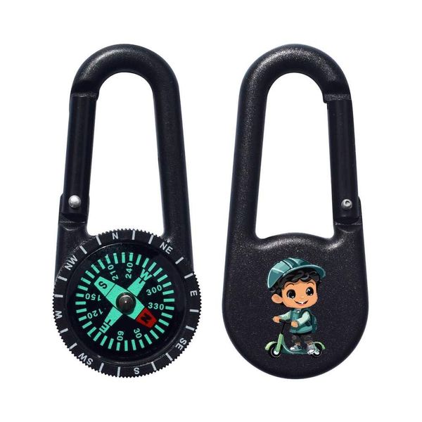 Azeeda 'Little Boy And Scooter' Compass Keyring (KC00031307)