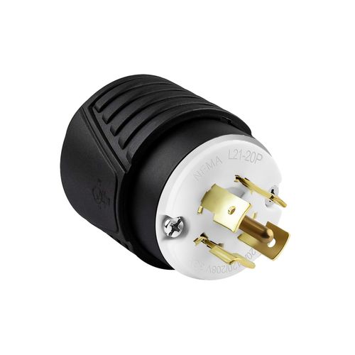 ENERLITES NEMA L21-20P Locking Plug Connector for Generator, Twist Lock Male Plug, 20 Amp, 120/208 Volt, 4 Pole, 5 Wire Grounding, Industrial Grade Heavy Duty, UL Listed, 66600-BK, Black