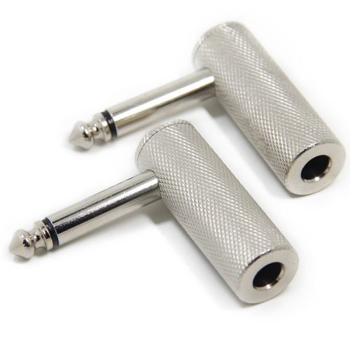 Wuernine 2pcs L Shape Mono Standard Phone Plug to Mono Standard Phone Plug Headphone Amplifier Electric Guitar Cable / FENDER MUSUTANG / Microphone Connector Adapter