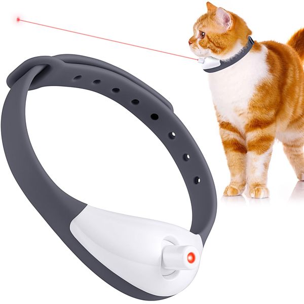 havit Wearable Automatic Cat Toys with LED Lights, Electric Smart Amusing Collar for Kitten, Interactive Cat Toys for Indoor Cats, Pet Exercise Toys, USB Rechargeable, Auto On/Off - Black