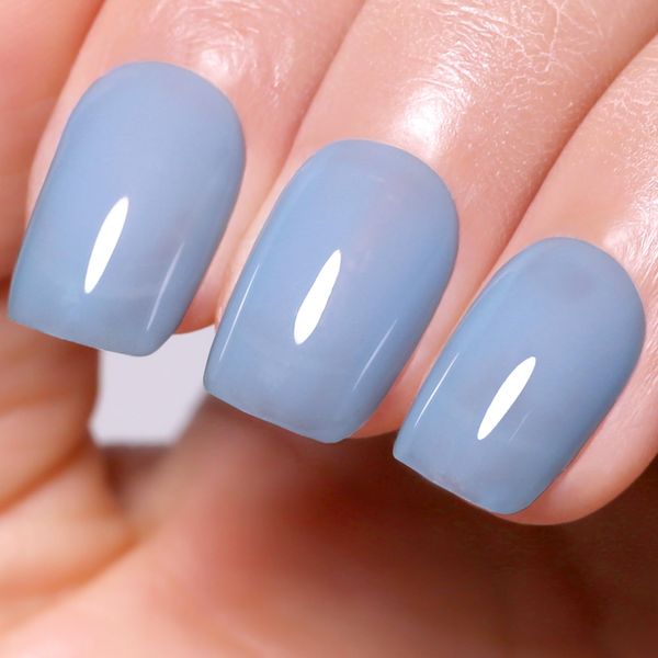 Imtiti Jelly Light Blue Gel Nail Polish, 15ML Sheer Blue Color UV/LED Soak Off Gel Polish for DIY Nail Art Manicure at Home 1Pcs