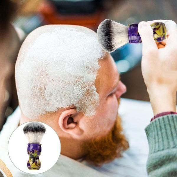 Barber shop men&#39;s shaving brush, soft hair purple with handle for cleaning facial beard