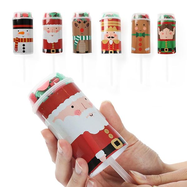 Christmas Confetti Poppers - Pack of 6 Christmas Character Push Pop Mini Biodegradable Confetti Cannons - Fun Christmas Party Celebrations