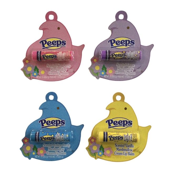 Peeps Marshmallow Cream Lip Balm Set Of 4 Cotton Candy Grape Strawberry Easter