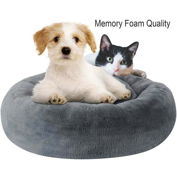 Dog Cat Bed Memory Foam Orthopedic Plush Donut Calming Pet Anti Anxiety SMALL