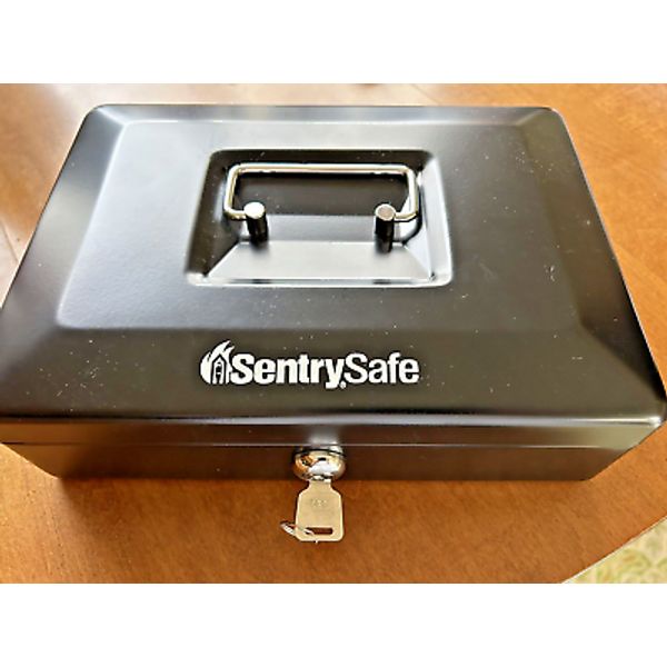 SentrySafe Cash Box with One Key Black Metal with Chrome Handle and Lock